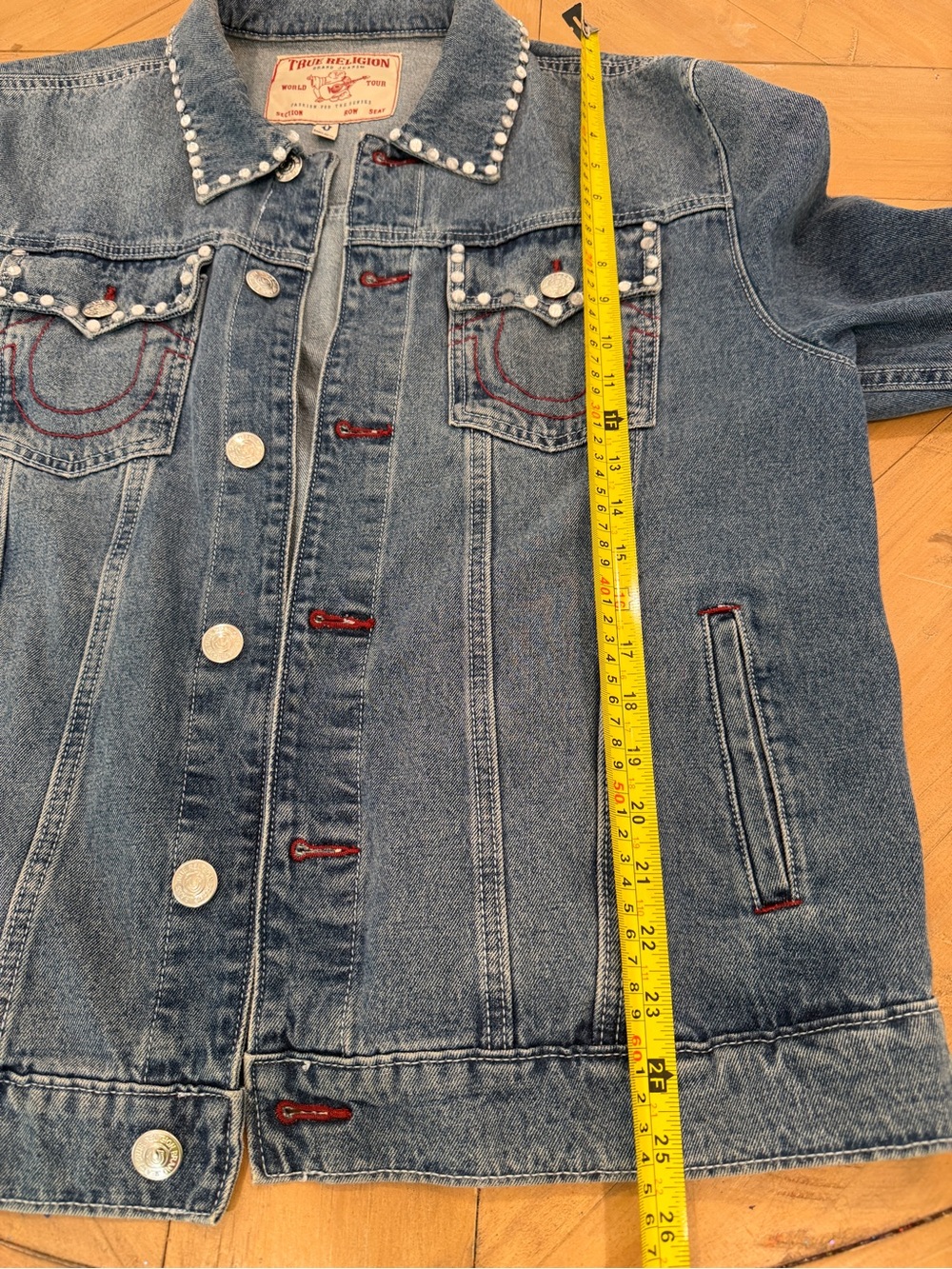 True Religion Jesse Trucker Denim Jacket with Stud Detail Large - Picture 4 of 11